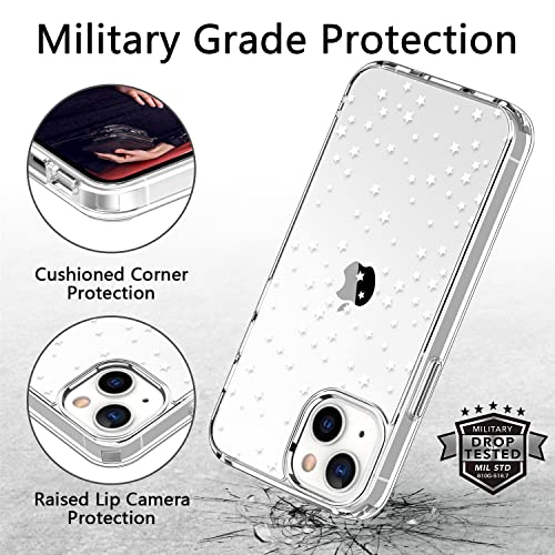 Icedio Phone Case For Iphone 14,Hybrid Iphone 14 Case With Non-Slip Tpu Bumpers,Acrylic Back Phone Cover,Raised Bezels,Drop Tested Clear Iphone Case With Screen Protector Twinkle Stars #TOP2