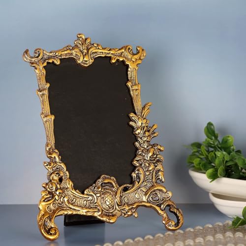 Image of LABHCART Vintage Baroque Style Tabletop Rectangular Photo Frame, Gold Decorative Table Frame, 21 x 16 cm