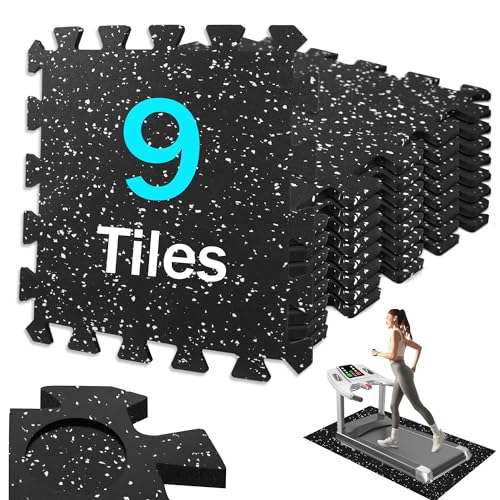 Esterilla Fitness Puzzle para Suelo de Gimnasio con Superficie de Goma Robusta Antideslizante Estera Protectora de Suelo 32 x 32 cm para Gimnasio y Casa 9 Piezas