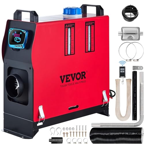 VEVOR Diesel Air Heater, 8 kW DC12-24V, Fast Heating Diesel Parking Heater with Remote Control and Blue LCD Switch, Low Noise, Pre-Heating Function, for RV, Truck, Camper, Van, Boat and Trailer