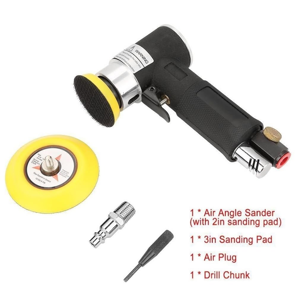 Kit de 60 mini lijadoras de aire, lijadora neumática con placas de respaldo de 1 pulgada, 2 pulgadas, 3 pulgadas, discos de lijado, almohadillas de pulido para lijado orbital aleatorio