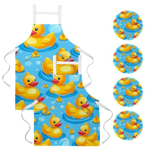 Tablier de cuisine lin avec poches réglables lot de 2