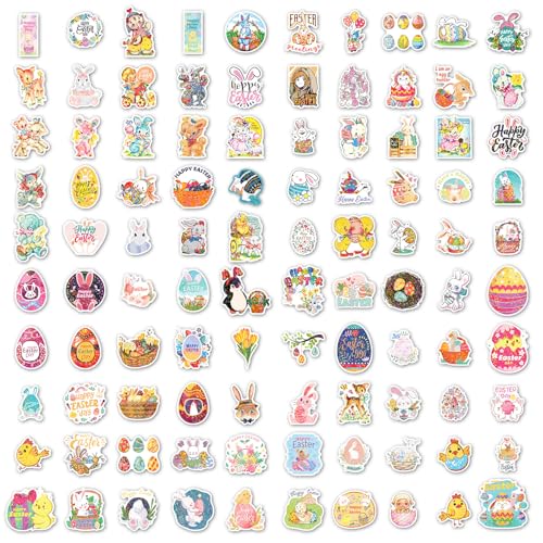 Image of Holographic Easter Stickers for Kids, 100PCS Egg Bunny Stickers for Kids -Easter Egg Stuffers - Vinyl EasterEgg Games Crafts Activities Party Favors Basket Stuffers - Kids Gifts for Boys Girls