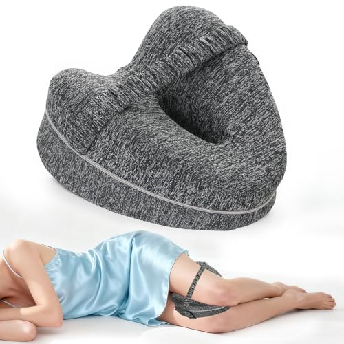 XMSHYODSM Knee Pillow for Sleeping On Side, Heart Shape Knee Pillow, Leg Pillows for Sleeping on Side Memory Foam Wedge Pillows Support Cushion with Removable for Sides Sleepers Hip Pain (Grey)