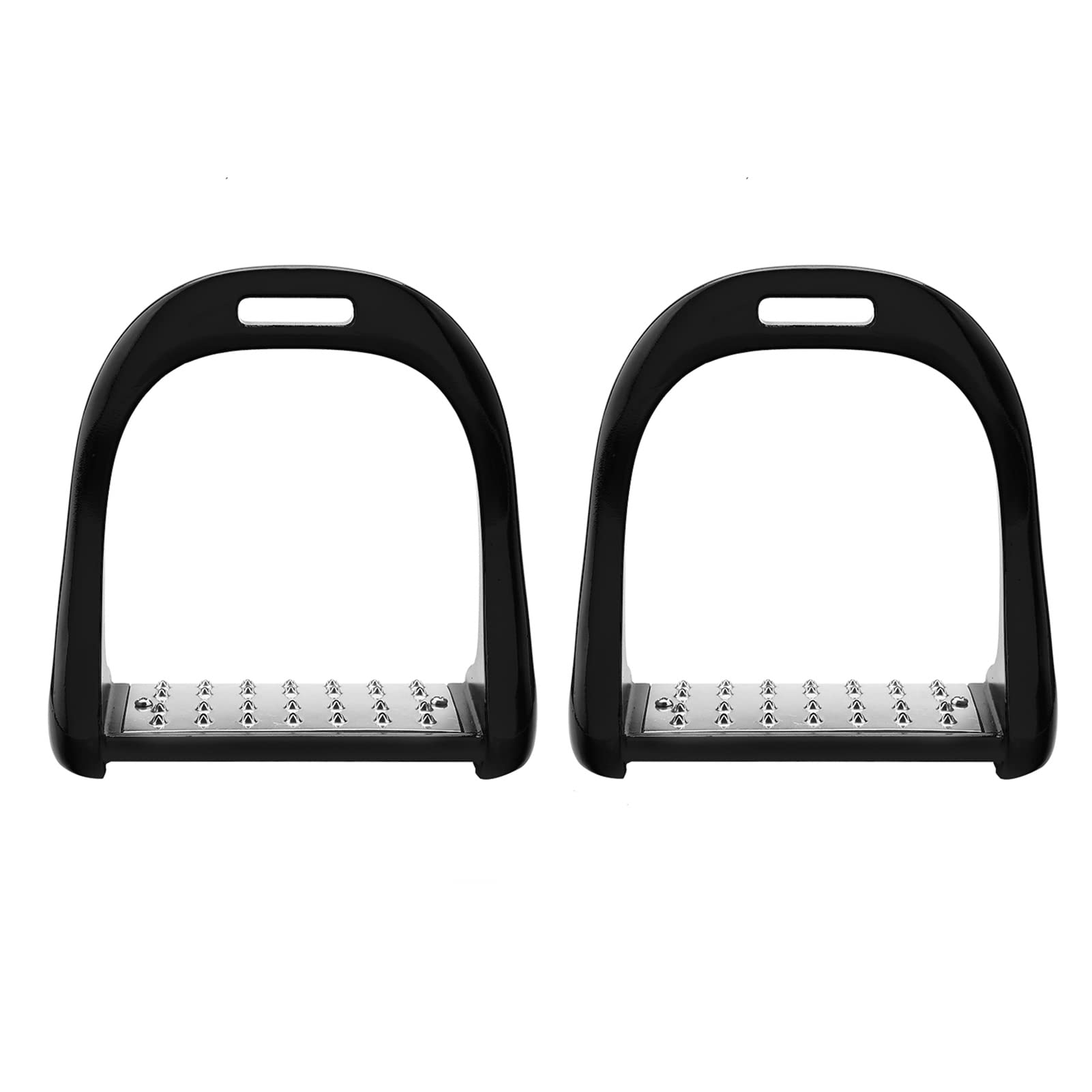 Staffa in alluminio, staffa per equitazione in acciaio inox antiscivolo, staffa per equitazione, antiscivolo, colorata, leggera con vernice (nera), sella in alluminio con verniciatura nera + staffa di