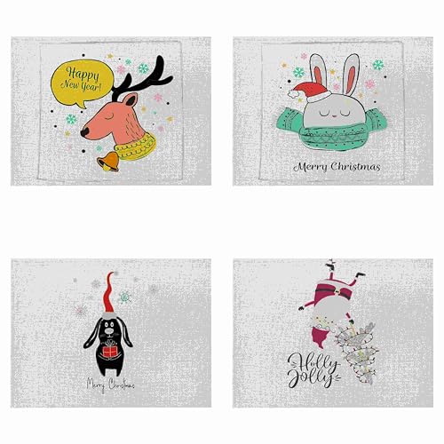 EHOMERY Mantel Individual Lino Stitch Tapete Cocina Navidad Juego de 4, 32X42cm