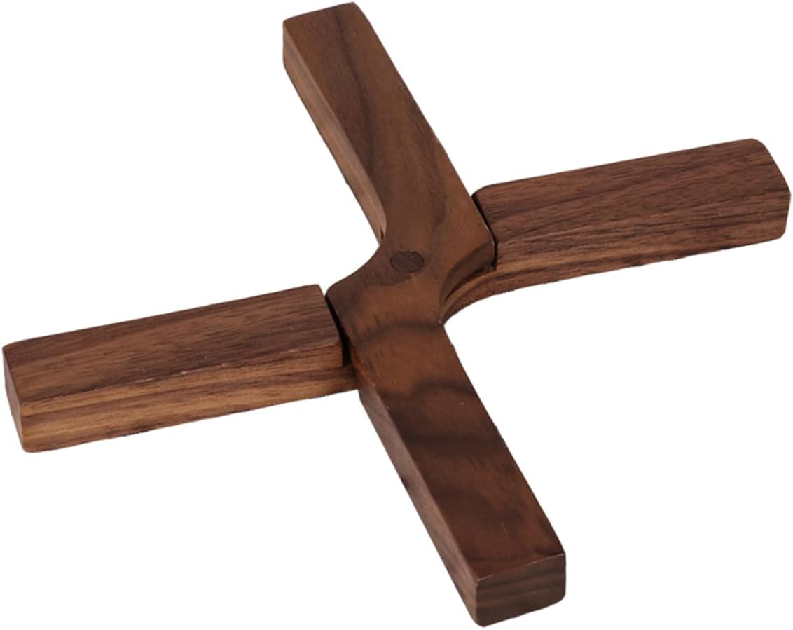 3pcs Foldable Walnut Teapot Mat Heat-Resistant Wooden Trivet for Kitchen Use Non-Slip Design Light Brown for Hot Dishes and Bowls