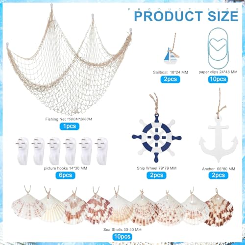 YSDMY Nautical Decorative Fishing Net 1.5M*2M for Home Bedroom and Mediterranean Party with Sea Shells and Ornaments - Image 2