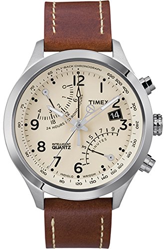 Timex Intelligent Quartz T2N932 Mens Cream Brown Fly-Back Chronograph Watch