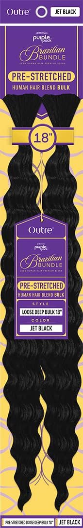Outre Purple Pack Brazilian Bundle - Prestretched Loose Deep Bulk 18" (Jet Black)