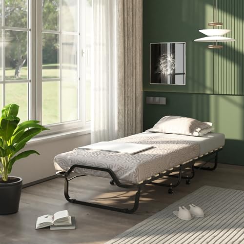 Cortassa | Cama Plegable con COLCHÓN Y GUARDAPOLVO Incluido + Almohada Gratuita, Estructura Resistente Y 4 Ruedas GIRATORIAS, 100% Made IN Italy