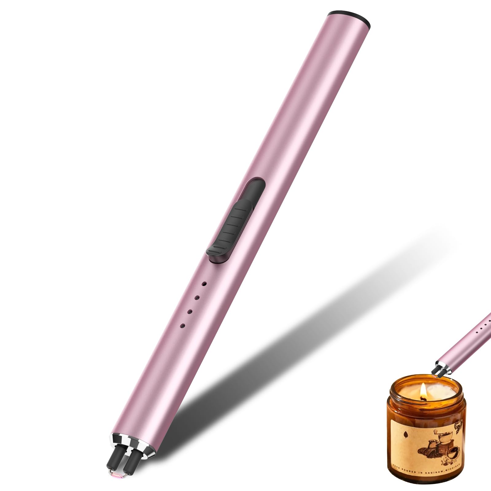 GeeRic Encendedor Eléctrico USB Recargable Arco LED Mechero de Velas Cocina Gas Chimenea Barbacoa Camping Rosa