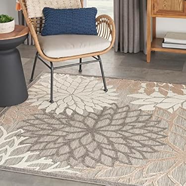 AMAZON - Nourison Aloha Indoor/Outdoor Natural 5’3″ x 5’3″square Area -Rug, Easy -Cleaning, Non Shedding, Bed Room, Living Room, Dining Room, Deck, Patio (5 Square)