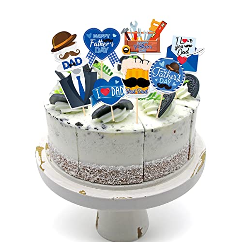 Gulelayar Father's Day Cupcake Toppers, 48 Pcs I Love Dad Diy Cake Insert Topper Food Fruit Picks Dessert Cake Toppers For Father's Birthday Party Cake Decorations Father's Day Party Supplies #TOP5