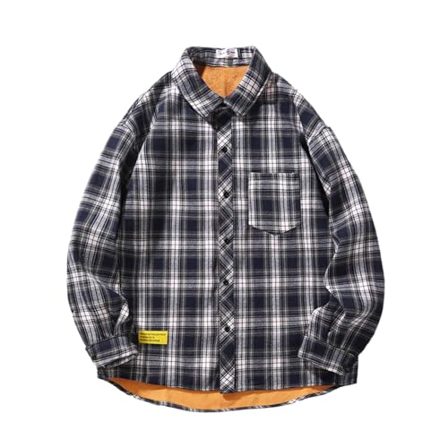 Caixinkan Camisa térmica para hombre, camisa de franela a cuadros, cierre de botones, camiseta de manga larga, corte regular, camisa de tiempo libre, forro polar, camisa de leñador, camisa de cuadros