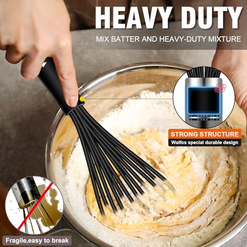 Image of Silicone Whisks set with 7+5in mini stainless steel whisk, Non Scratch Coated 7+9+11in Whisks for Nonstick Cookware,Premium for Blending, Whisking, Beating, Frothing & Stirring