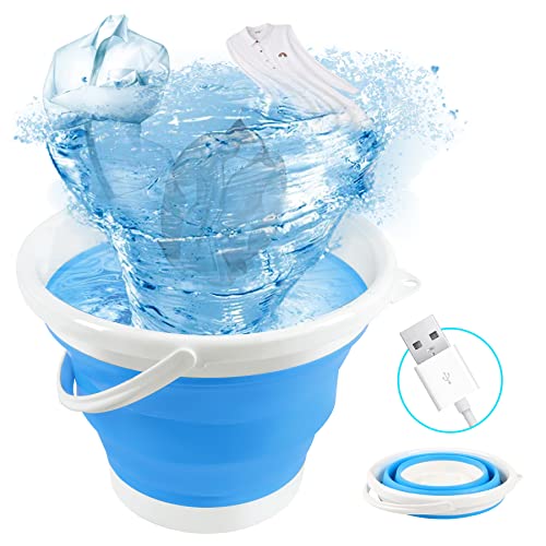 HomeMiYN Mini Machine à Laver Portable, Bac à Linge Pliable, Machine à Laver Turbo à Ultrasons Alimentée Par USB, pour Appartement Blanchisserie Camping RV Voyage Sous-Vêtements Personnel Bébé Cover