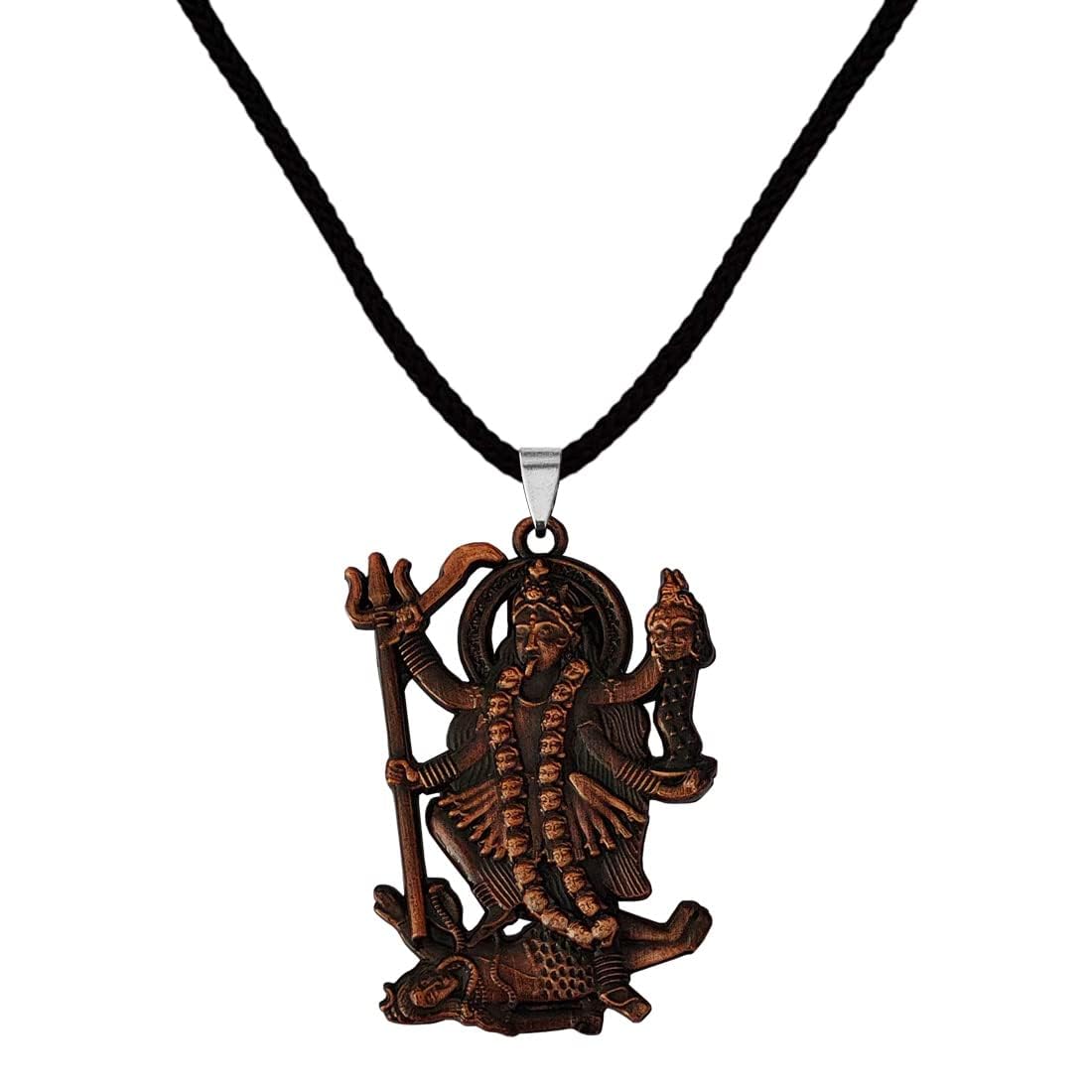 Hindu Deity Powerful Mata Goddess Maha Kali Kalika Devi Unique Cotton Dori Bronze Zinc And Metal Pendant Necklace For Men And Women SPn20221085-image-16