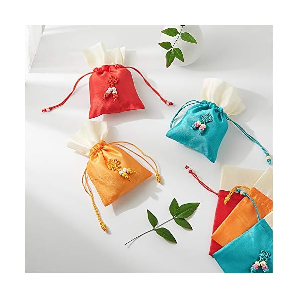 (Pack of 6) Korean Traditional Lucky Pouch Bag Jewelry Pouch Coin Bags Gift Fabric wrapping - Image 3