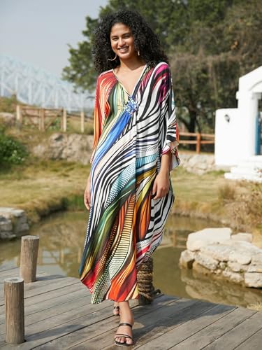 Image of KEYLORTING Plus Size Kaftan Dress Women, African Moo Moo Print Caftan, Batwing Dress, Beach Cover Up for Party and Loungewear