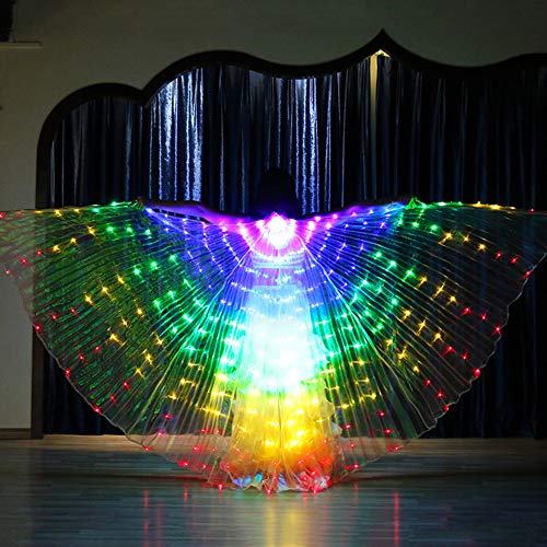 ZXCFTG 145 cm LED Flügel, Bauchtanz, leuchtende Flügel für Kinder, Flügel mit Stöcken, für Kinder, 360 Grad LED Performance Kleidung für Karneval, Bühne, Halloween, Weihnachten Party Cover