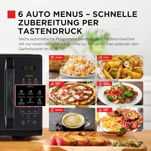 TOSHIBA Multifunktionale Mikrowelle in spiegelndem Schwarz|20 Liter|800W|Digitale Solo-Klein Mikrowelle mit 11 Leistungsstufen|6 Automatikprogrammen|Express-Kochfunktion|Auftauen|MW3-EM20PE(BM)