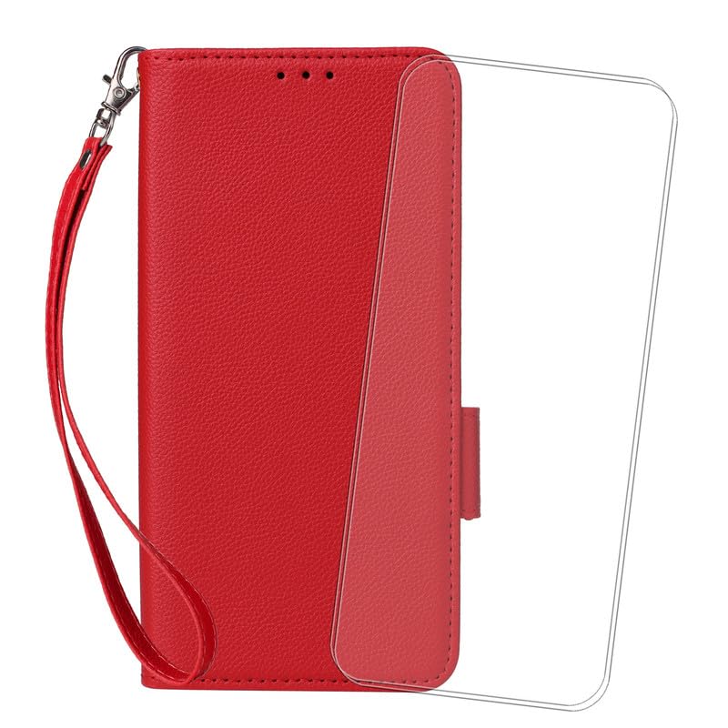 Cover for Infinix Smart 8 Plus Wallet Case(6.60 inches), for Infinix Smart 8 Plus Screen Protector [2 Pack]-Folding Magnetic Closure Credit Card Slots Stand Function