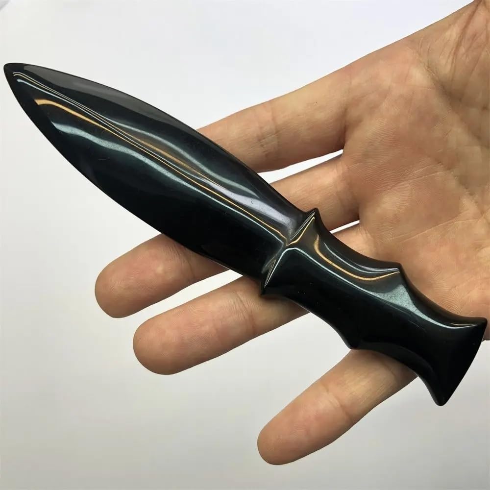 Atkits Men's One Color Crystal Natural Obsidian Knife Crystal Protection Stone Carved Dagger Mineral Crafts Gifts Magic Talisman Sword Witch Supplies (Size : 1Pcs)