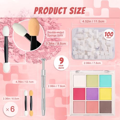 Image of 9 Colors Pigment Powder for Nails, Nail Pigment Powder Palette Set and Nail Art Sponges with Grabbing Pen, Ombre Aura Pigmentos para Unas, Manicure Tools Accessories, C