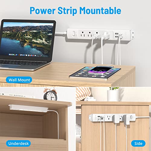 image for TROND Surge Protector Power Strip with USB, Ultra Thin Flat Plug 6ft L