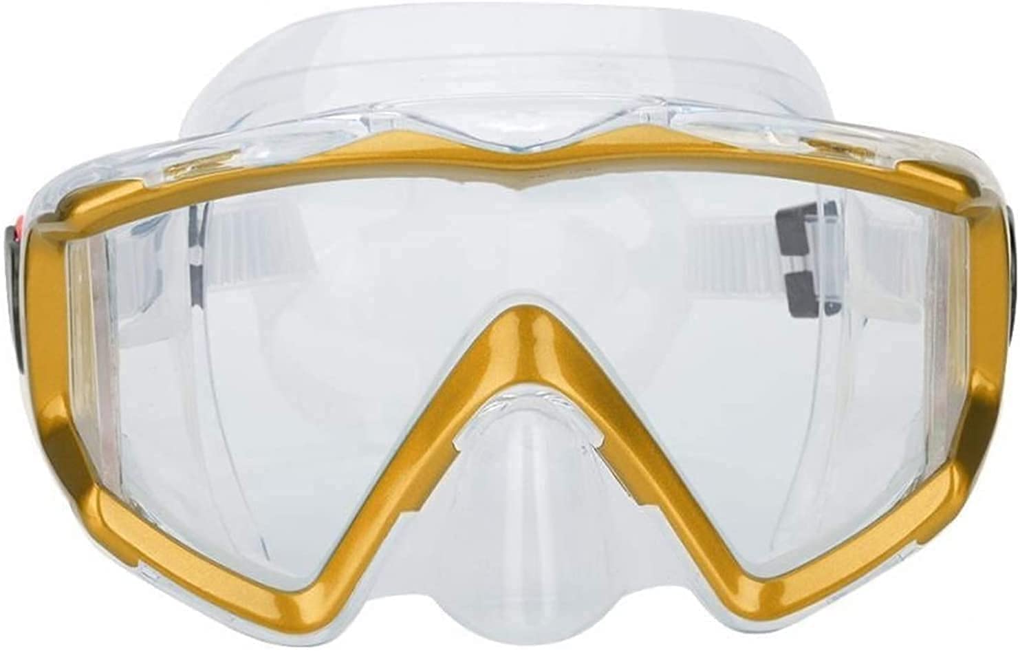Vollgesichts-Schnorchel-Tauchmasken, Schwimmbrille, Schnorcheln, Tauchen, Schnorchelmaske, Weitsicht, Silikagel, gehärtete Linse, Taucherbrille, Brille für Erwachsene (Gold)