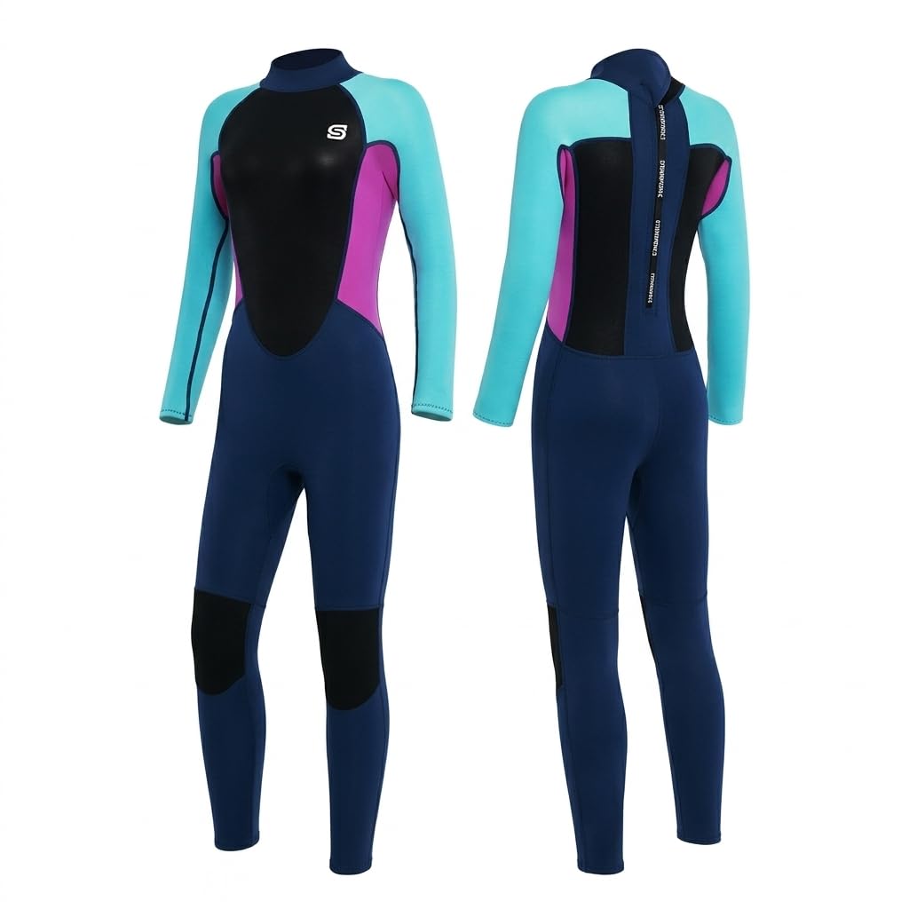 Summshall Neoprenanzug Kinder, Jugen 2mm Neopren Shorty Lang Neopren Anzug für Jungen & Mädchen für kaltes Wasser, UV-Schutz UPF 50+, Anti-Kratz Schutz, ideal zum Schwimmen Schnorcheln Surfen Strand