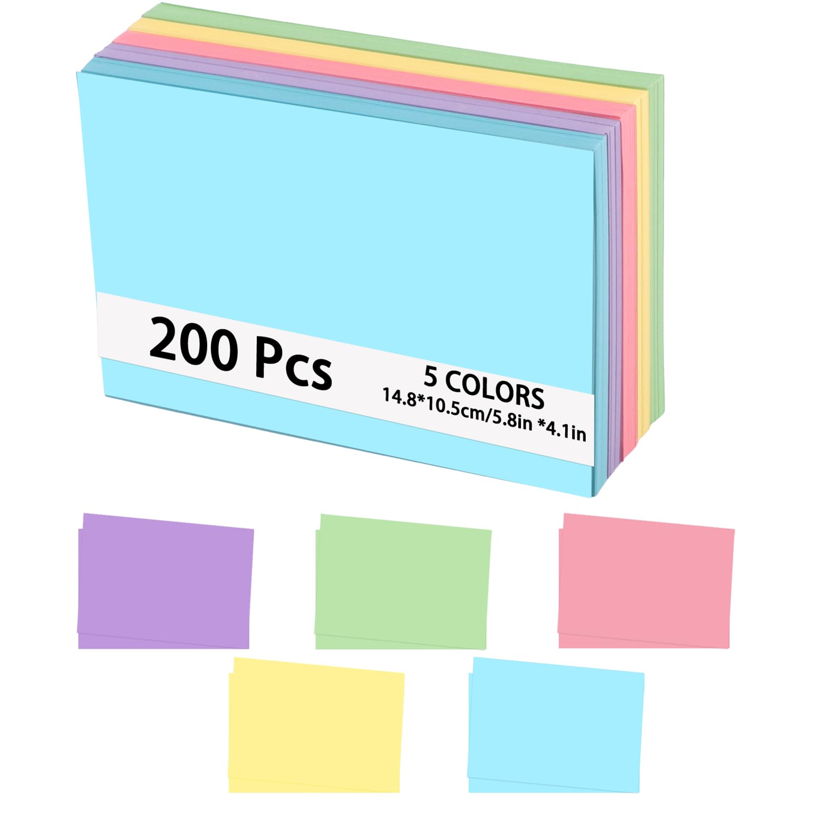 Thboxes A6 Flash Cards, 200 PCS Blank Revision Cards Index Card, 4x6 Inch