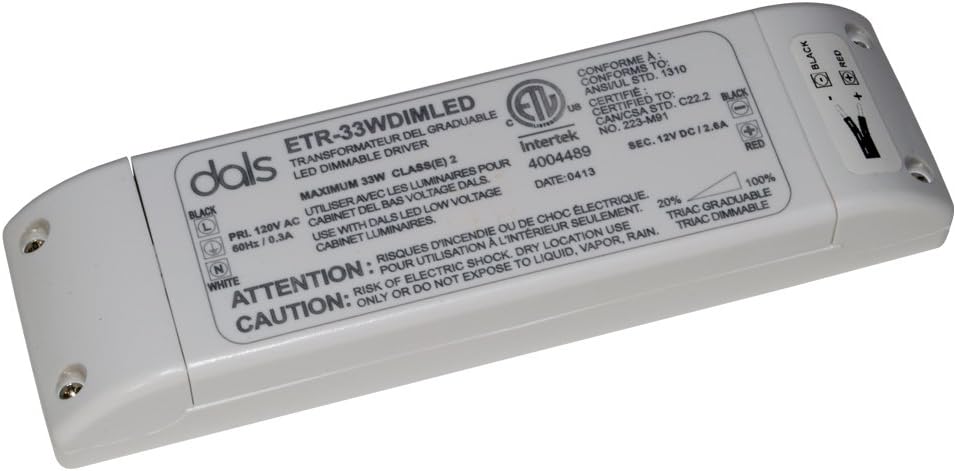 Dals Lighting ETR-33WDIMLED Dimmable LED Recognized Component Driver, 33W
