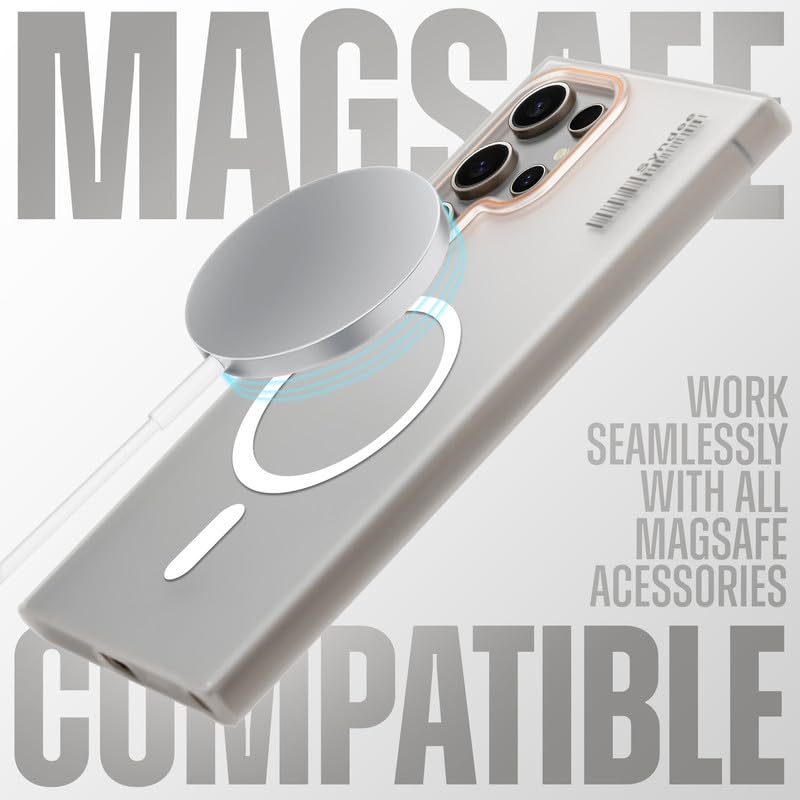 Image of Mr. Case Back Cover for Samsung S25 Ultra 5G Sleek Frosted Translucent Back with Wireless Charging Support | Anti-Scratch Shockproof Phone Case - White