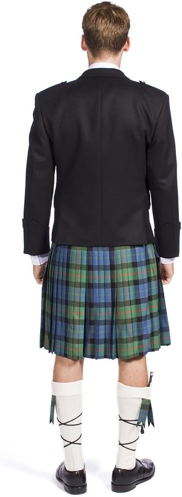 The Scotland Kilt Company Formal Men's Scottish Barathea Wool Black Argyle Kilt Jacket Smart Tailored Long Sleeve Coat
