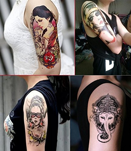 Dalin 4 Sheets Temporary Tattoo, Sexy Lady, Elephant