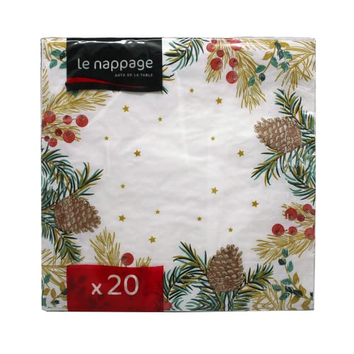 20 Serviettes en ouate 40x40cm 3plis Pin de Noel