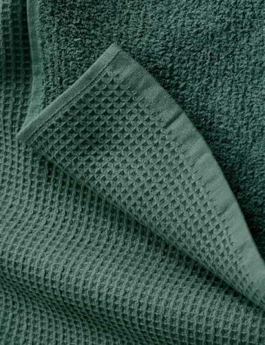 Image of DAMENSCH Unisex Premium Bamboo Blend, Ultra-Soft, Absorbent, Dual Waffle and Terry Texture Waffle Bath Towel - Forest Green