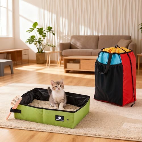 Arenero portátil plegable para gatos Hillban 4 en 1 kit miniatura 6