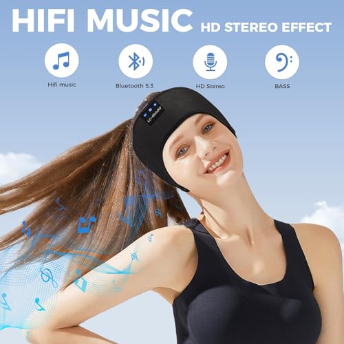 Image of LC-dolida Sleep Headphones Bluetooth 5.4 Headband, Sports Wireless Earphones with Ultra-Thin HD Stereo Speaker Sweat Resistant Earbuds Sleeping Headphone for Workout Running Cool Gadgets Unique Gifts