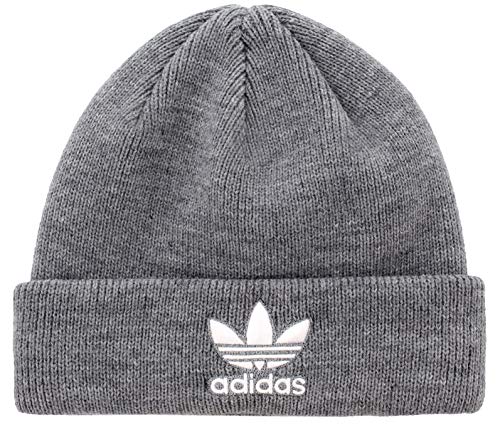 adidas Originals Men's Trefoil Beanie, Heather Grey/White, ONE SIZE