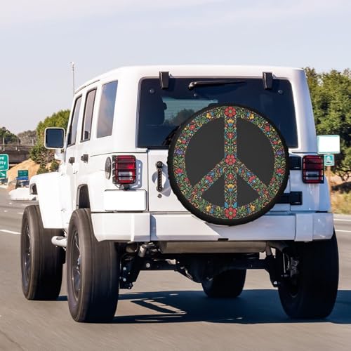 Image of Peace Spare Tire Cover Dust-Proof Wheel Tire Cover Fit Trailer, RV, SUV and Many Vehicle 15 Inch