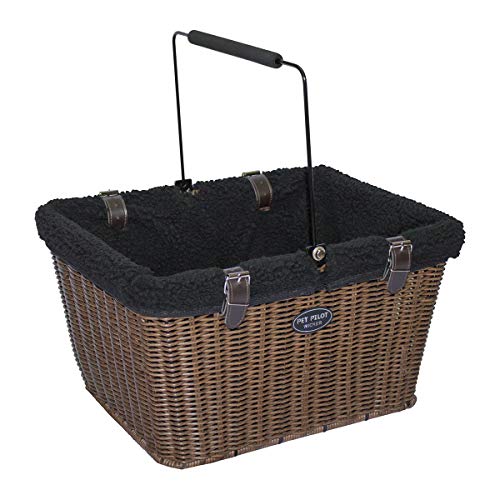 Travelin K9 PetPilot MAX Wicker Bike Basket for Dogs/Cats Includes