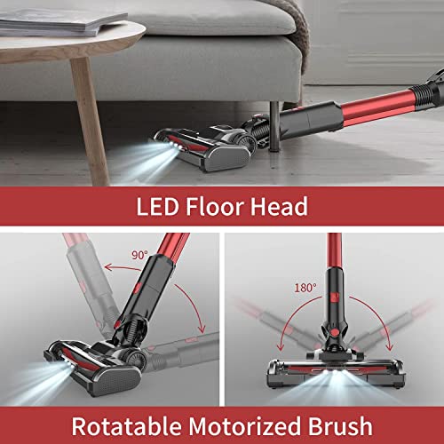 Aspirateur sans fil, balai électrique sans fil, pliable à 180°, 13/25 KPa, Aspirateur Puissant pour les animaux / sols / Tappe/canapé - Image 5