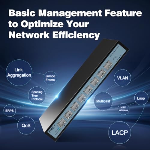 8 Port 10G Web Managed Switch,8X10G SFP+ Ports, Link Aggregation/QoS/VLAN/IGMP, Wall Mounted Fanless 10Gb Multi-gig Network Switch - Image 6