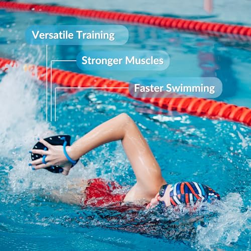 image for Sporti Swim Training Combo Set, Ergonomic Power Paddles (Medium) and P