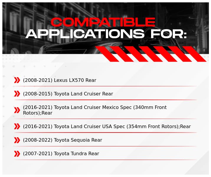 Image of R1 Concepts Rear Brake Kit Fits 2008-2021 Lexus LX570, Toyota Land Cruiser; 2007-2021 Toyota Tundra; 2008-2022 Toyota Sequoia| Ceramic Pads, Blank Rotors| Hardware| 13.6 inch Rear