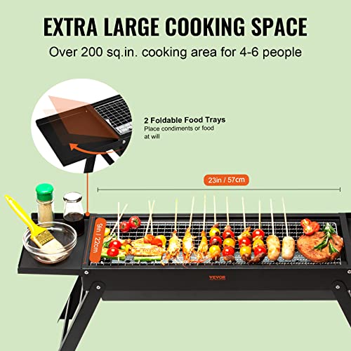 Vevor 23 Inch Portable Charcoal Grill, Small Barbecue Grill Folding Bbq Grill , Compact Foldable Grill, Heavy Duty Steel Bbq Grill, Mini Smoker For Travel, Outdoor Cooking, Barbecue Camping, Picnic, Patio Black #TOP3