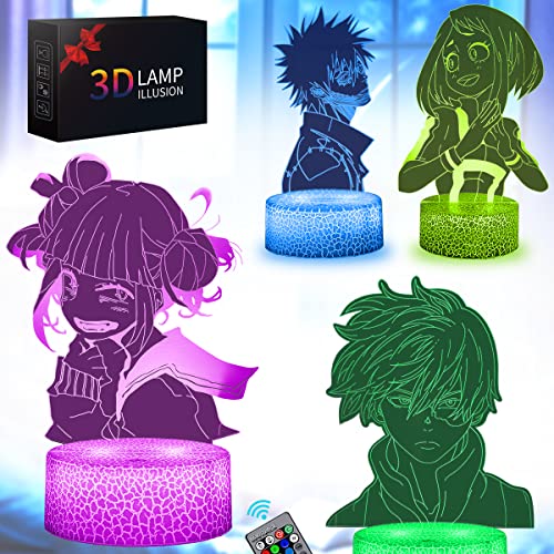 CUINIUBII Luz nocturna 3D de Anime, Juguete de lámpara de anime con 4 patrones y cambio de 16 colores, regalo de cumpleaños de Navidad para niños Cover